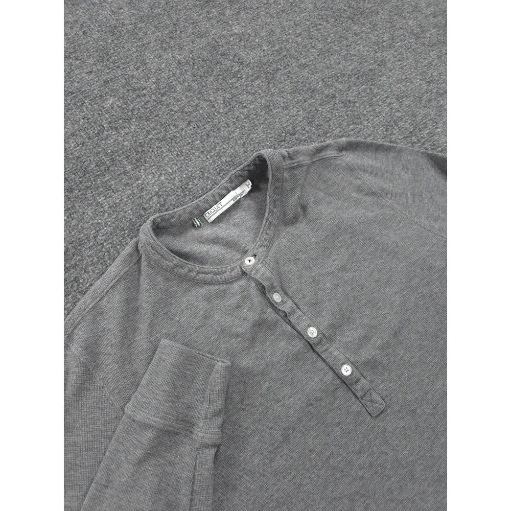 Criquet Shirt Mens Large Gray 100% Cotton Thermal Henley Waffle Knit Casual